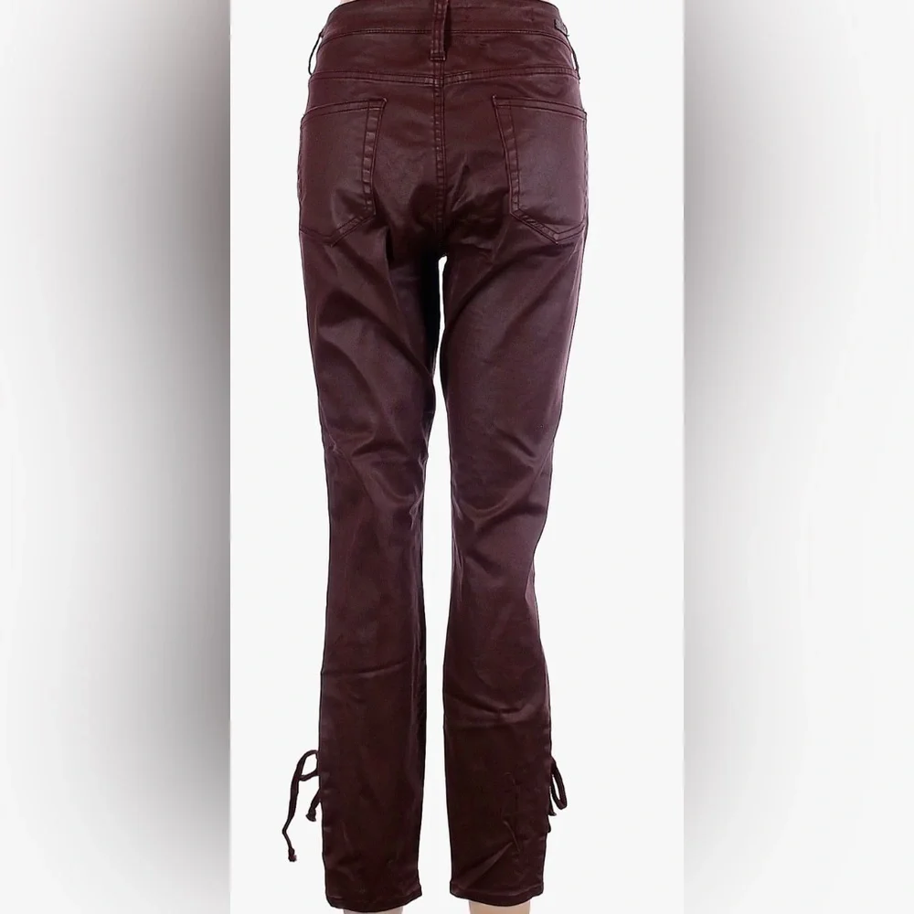 Pilcro and the‎ Letterpress faux brown leather skinny lace up leg pants Sz 25
